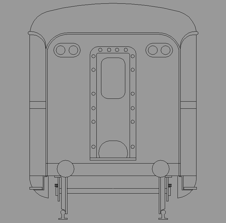 Bloque Autocad Vista de Vagón Tren diseño 07 en Alzado